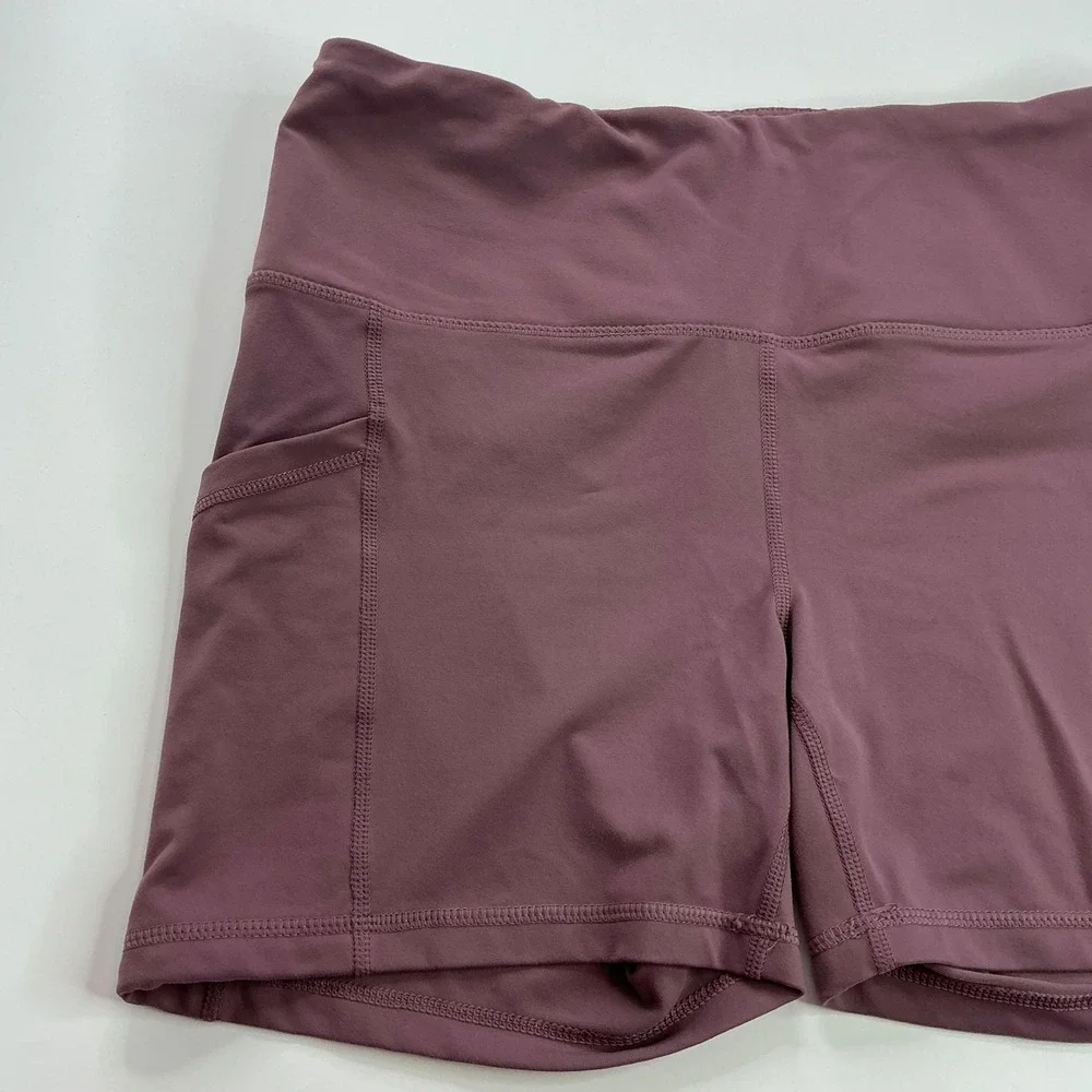 Active Life Moonlight Mauve Athletic Biker Shorts Women XL High Waist Pockets